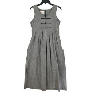 Vntg. Susan Bristol ~Woman Size 2~ White/Black Plaited Midi W2K Dress w/Pockets.